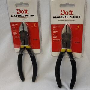 2 Pair "Do It" Brand Diagonal Pliers 6" Rubber Handle Rust Resist Sharp Cutters